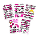 Kit Cartelas Adesivos Girl Power Feminino Moto Mulher Ref:09