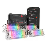Kit Central Strobo 4 Farois Som Automotivo Com Led Cores Rgb