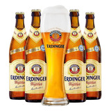Kit Cerveja Erdinger Weissbier 500ml 4 Unidades + Copo
