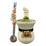 Kit Chimarrão Premium Bomba Trançada, Cuia Imbuia Decorada