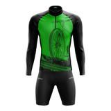 Kit Ciclismo Masculino Bike Manga Longa Pedal Bermuda Espuma