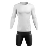 Kit Ciclismo Masculino Camisa Branco Bermuda Forro Em Gel 
