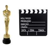 Kit Cinema = Claquete + Estatueta Oscar Para Decoração Festa