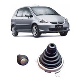 Kit Coifa Sanfona Aro Prata + Manopla Preta Honda Fit 03/08