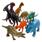 Kit Coleção 8 Peças De Borracha Dinossauro De Brinquedo