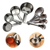 Kit Colher Xícaras De Medidas Em Inox Medidores Cozinha 8 Pç