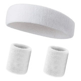 Kit Com 1 Faixa De Cabeça + 2 Munhequeiras Atoalhadas