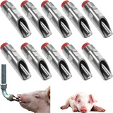 Kit Com 10 Bebedouros Chupetas Inox Para Suíno Porco Adulto