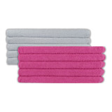 Kit Com 10pçs Toalhas De Salão De Beleza 70x45cm 100%algodão Cor 5 Branca 5 Pink Liso