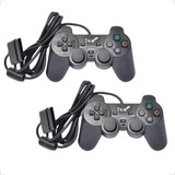 Kit Com 2 Controle Com Fio Compatível Playstation 2 Psone