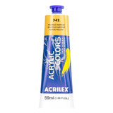 Kit Com 2 Unid. Tintas Acrilica Acrilex 59ml Acrylic Colors Cor 342 - Amarelo Nápoles