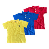 Kit Com 3 Camisa Infantil Polo Piquet Algodão Menino 4 Ao 14