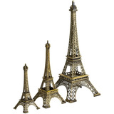 Kit Com 3 Estatua Paris Torre Eiffel Liga De Zinco Decoração