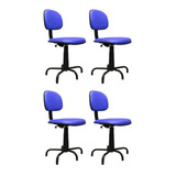 Kit Com 4 Cadeiras Costureiras Azul Com Regulagem De Altura