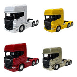 Kit Com 4 Miniaturas Scania R730 Trucada 1:64 Metal 