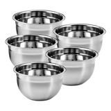 Kit Com 5 Bowl Tigela Aço Inox Bacia 22cm Salada Cozinha