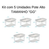 Kit Com 5 Potes Alto Com Travas 4,3 Litros Nitron Cor Transparente