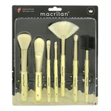 Kit Com 7 Pincéis Para Maquiagem Kp9-4 Amarelo - Macrilan