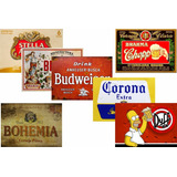 Kit Com 7 Placas Em Metal Cervejas Bebidas Decoração Bar 