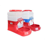 Kit Comedouro E Bebedouro Automático Para Cães E Gatos 3 L Cor Vermelho