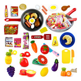 Kit Comidinha Fruta Velcr E Frigideira Infantil Cozinha 30pç Cor Colorido Unotoys