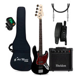 Kit Completo Baixo Giannini Jazz Bass Gb-100 + Amplificador
