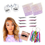 Kit Completo Maquiagem Brinco Adesivo Strass Carnaval Glitte