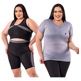 Kit Conjunto Academia Feminino Fitness Plus + Camiseta