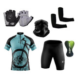 Kit Conjunto C/ Bermuda Gel + Luvas + Manguitos + Bandana