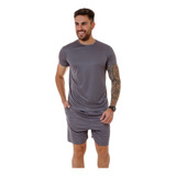 Kit Conjunto Dry Fit Masculina Camiseta Short Academia Slim