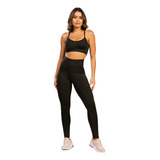 Kit Conjunto Fitness Feminino Calça Legging E Top Alça Fina