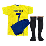 Kit Conjunto Futebol Infantil Time Europeu + Com Meião Preto
