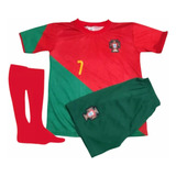 Kit Conjunto Infantil Do Cristiano Ronaldo + Meião