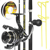 Kit Conjunto Pesqueiro Pesca Pesada Molinete + Vara 15kg