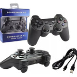 Kit Controle Ps3 Compatível Sony Preto + Cabo Carregador