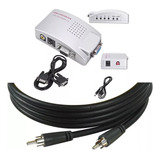 Kit Conversor Pc Vga P/ Vídeo Composto Tv C/ 70 Metros Cabo