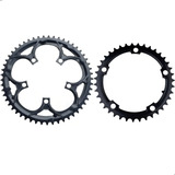 Kit Coroa Engrenagem 53 E 39 Dentes Bcd 110mm 5 Furos Aço Preto 8/9/10/11 Velocidades Serve Para Pedivela Duplo Shimano Sugino Fsa Speed Estrada Bike Bicicleta Bcd110mm Pedal Pulse 