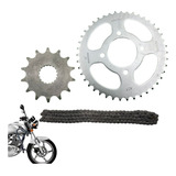  Kit Coroa + Pinhão + Corrente Aço 1045 - Suzuki Yes 125