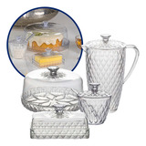 Kit Cozinha 4 Itens Jarra Manteigueira Queijeira Açucareiro