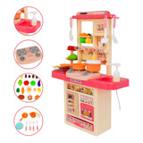 Kit Cozinha De Brinquedo Completa Infantil Cor Rosa