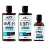 Kit Crescer Cabelo Biotina Pro A + B5 Wellis 3 Unid Leave-in
