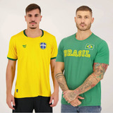 Kit De 2 Camisas Brasil Amarela E Verde