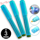Kit De 3 Canetas Euro Pen Modelo Money Tester, Azul E Roxo
