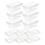 Kit De 6 Cubas Gastronômicas Com Tampa Acrilico 1/3 100mm
