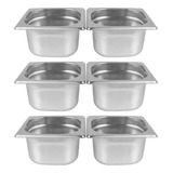 Kit De 6 Cubas Gastronômicas Sem Tampa Inox 1/6 65mm