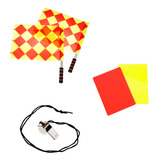 Kit De Arbitragem - Par De Bandeirinha + Apito + Cartões