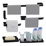 Kit De Casa De Banho Ideallume Com Lavatório De 6 Peças Cor Preta