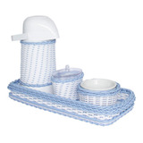 Kit De Cuidado Para Bebês Potinho De Mel Kit Higiene Retangular Vime Azul Azul