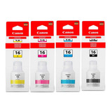 Kit De Garrafas De Tinta Canon Gi-16 Gx6010/tinta Maxify Gx7010 Preta, Ciana, Magenta, Amarela