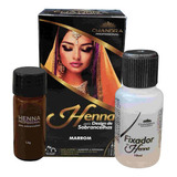 Kit De Henna Profissional Pincel Chanfrado Navalha Designer Tom Marrom